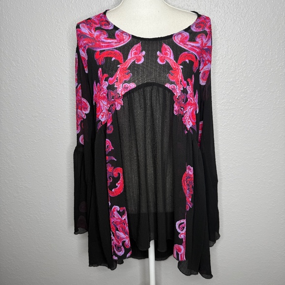 Free People  Intimately  Printed Symphony Sheer Tunic dress. Medium -cp - Picture 3 of 12